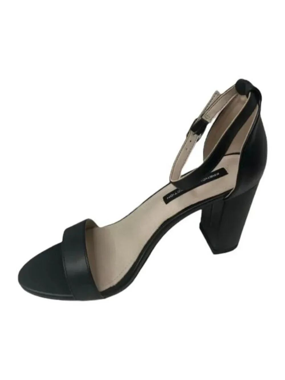 French Connection Women’s Dream Ankle Strap Black Block Heel Sandals Size 11